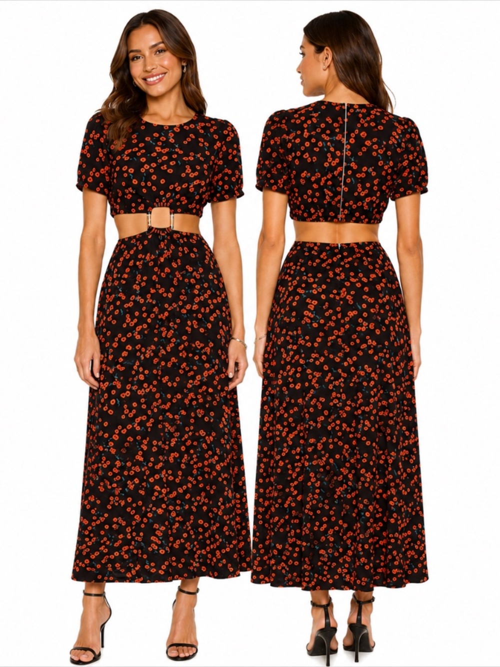 STAUD | Calypso Poppy Cut-Out Dress